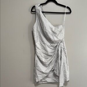 White Asymmetrical Ruched One-Shoulder Dress